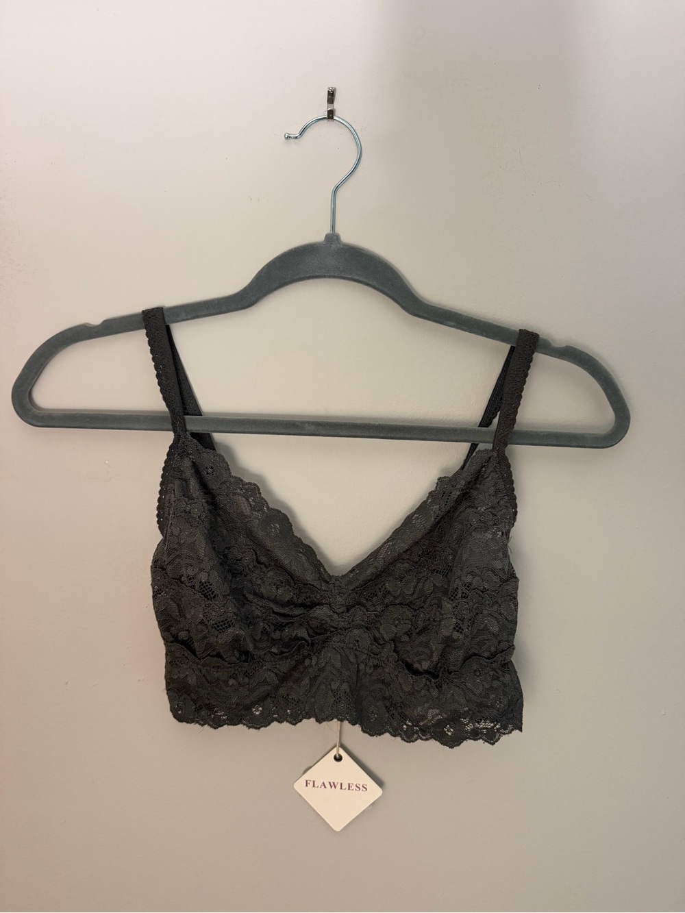 FLAWLESS Charcoal Lace Bralette NWT